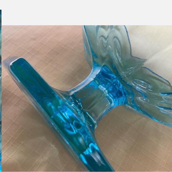 Antique Blue Accent Vase with Scalloped Rim - Picture 3 of 7